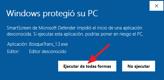 Paso 2 de SmartScreen: Ejecutar de todas formas